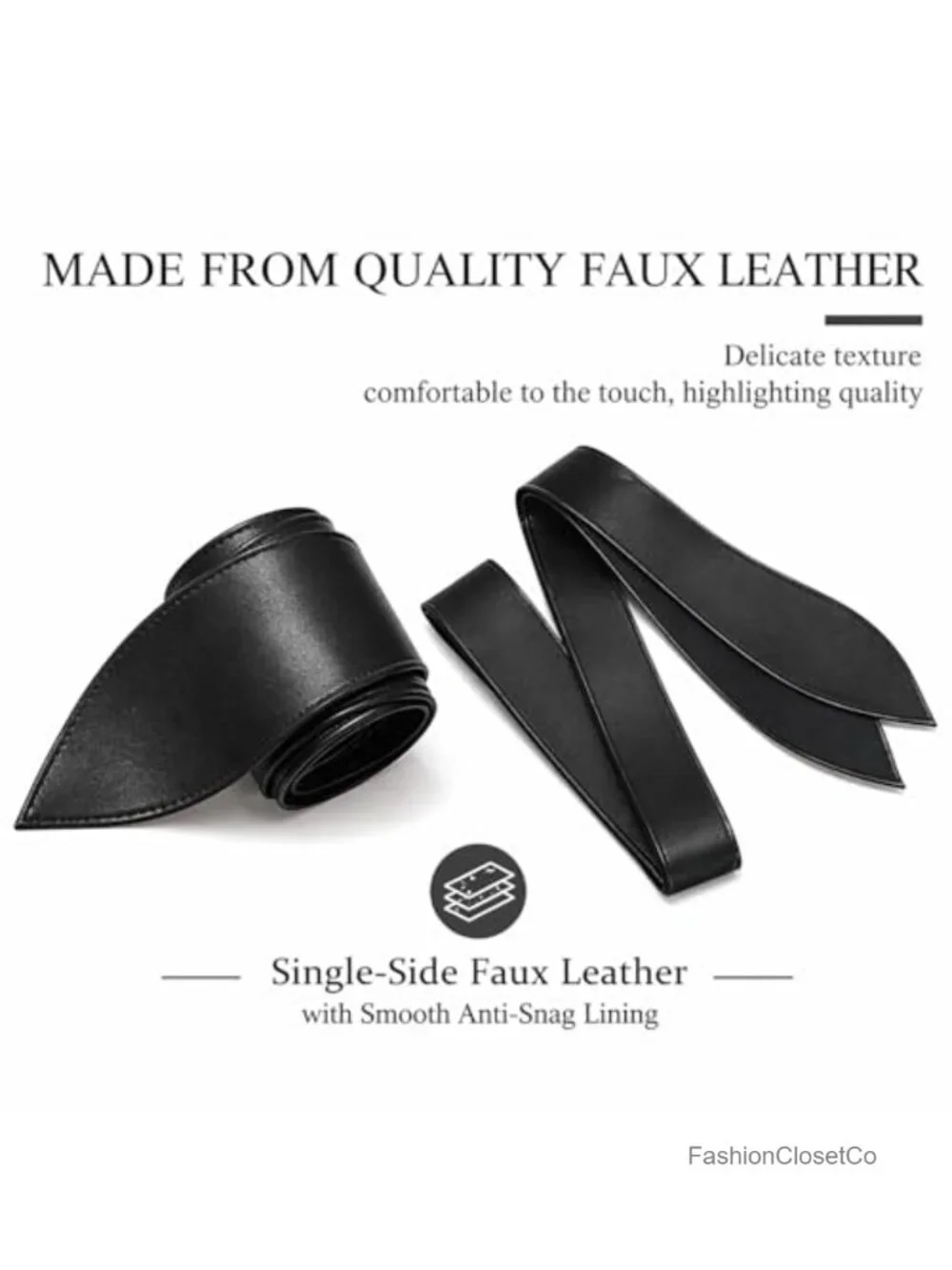 Womens Wide Faux Leather Obi Belt Wrap Waist Tie for Dress